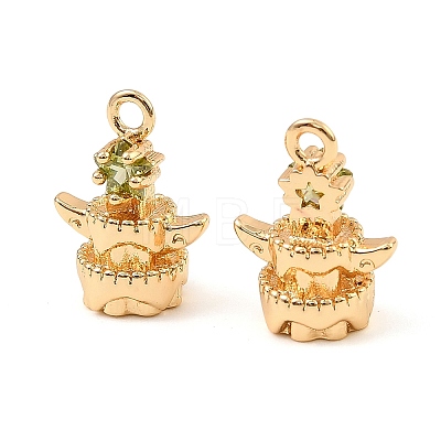 Brass Micro Pave Cubic Zirconia Charms KK-C155-17G-04-1