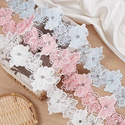 Double Layer Polyester Flower Lace Ribbons DIY-WH0656-60C-1