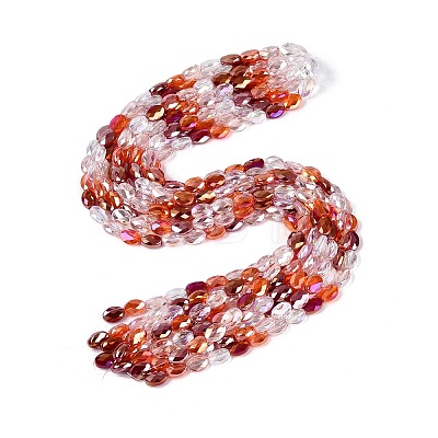 Electroplate Imitation Jade & Opaque & Transparent Glass Beads Strands EGLA-Q135-8x11MM-01A-1