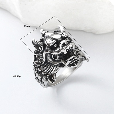 Punk Style 304 Stainless Steel Dragon Finger Rings for Men UN0454-4-1