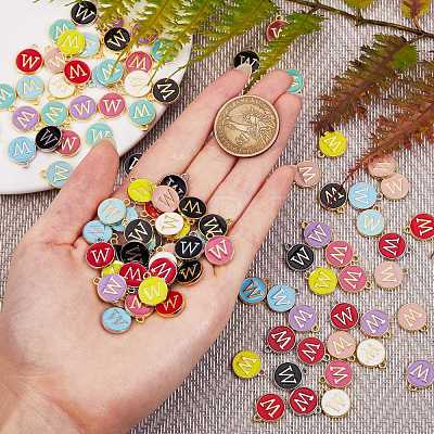 120Pcs 12 Colors Golden Plated Alloy Charms ENAM-SZ0001-64W-1