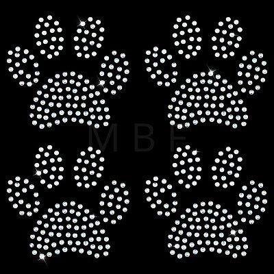 Paw Print Hotfix Glass Rhinestone DIY-WH0453-71B-01-1