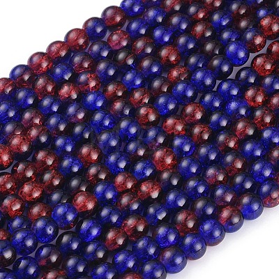 Spray Painted Crackle Glass Beads Strands X-CCG-Q002-8mm-12-1