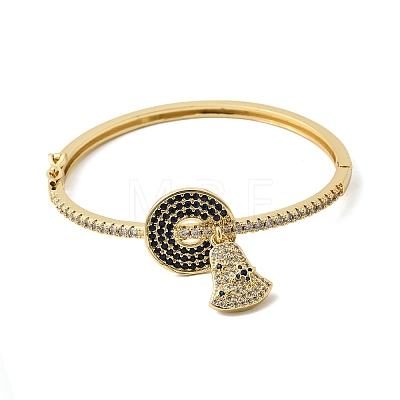 Bell Brass Micro Pave Cubic Zirconia Hinged Bangles BJEW-K274-14G-1