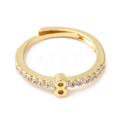 Rack Plating Brass Clear Cubic Zirconia Number 8 Adjustable Rings for Women RJEW-S407-09G-08-1