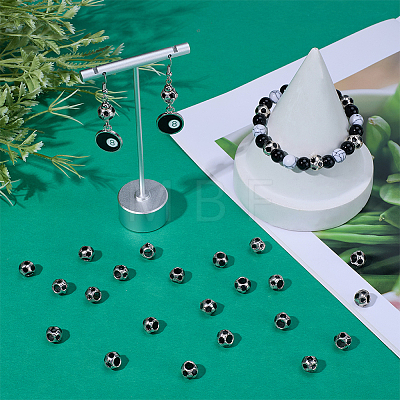 30Pcs Large Hole FootBall/Soccer Ball Alloy Enamel European Beads MPDL-SC0001-12-1