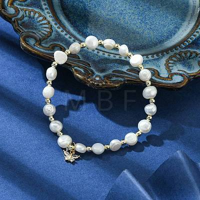 Natural Pearl Beaded Stretch Bracelets BJEW-JB10134-1