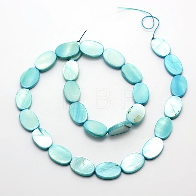 Dyed Oval Natural Freshwater Shell Beads Strands SHEL-E355-11-1