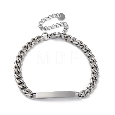 304 Stainless Steel Curb Chains Link ID Bracelets BJEW-K265-03P-1