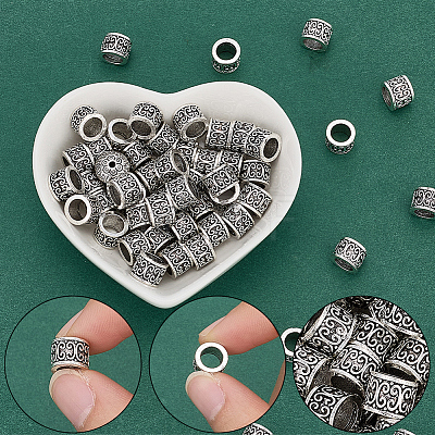 60Pcs Column Tibetan Style Alloy European Beads TIBEB-SP0001-24-1