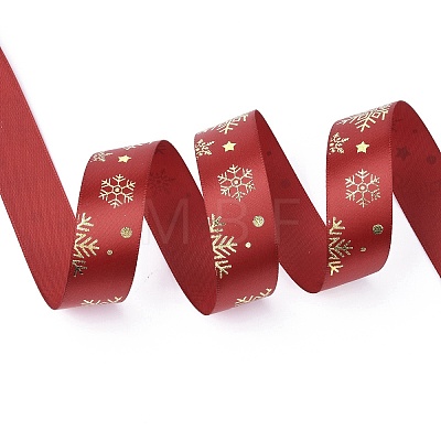 20 Yards Christmas Printed Polyester Satin Ribbon SRIB-P021-A02-1