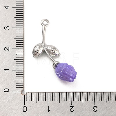 Alloy Resin Flower Pendants PALLOY-U003-06P-01-1