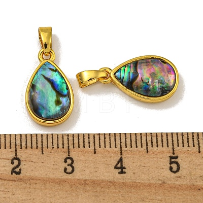 Rack Plating Brass Pave Natural Paua Shell Pendants KK-U025-08G-01-1