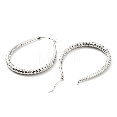 304 Stainless Steel Textured Teardrop Hoop Earrings EJEW-B023-19P-1