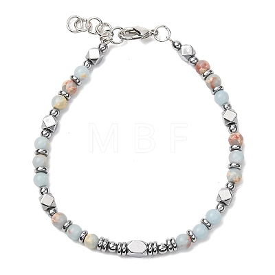 Adjustable 304 Stainless Steel Gemstone Beaded Bracelets FS-WG23DE2-07-1