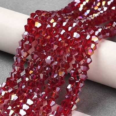 Transparent Electroplate Glass Beads Strands GLAA-F029-4mm-A27-1
