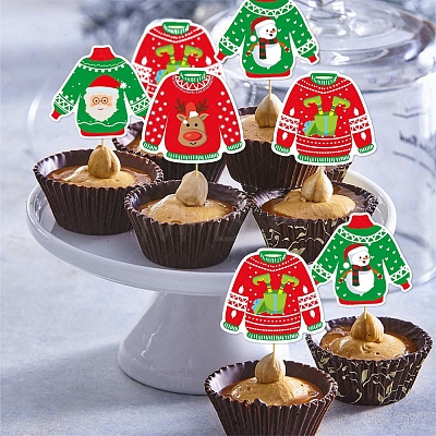 8Pcs Ugly Sweater Cupcake Toppers PW-WG1075E-01-1