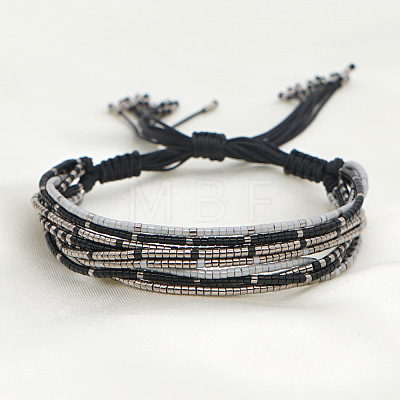 Bohemian Cylinder Glass Seed Beaded Multi-strand Braided Bead Bracelets GU1011-6-1