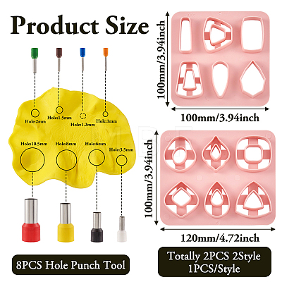  2Pcs 2 Style Trapezoid & Rectangle & Teardrop & Square ABS Plastic Plasticine Tools DIY-TA0005-58-1
