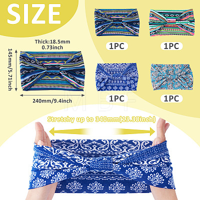 4Pcs 4 Styles Yoga Cloth Exercise Elastic Headbands OHAR-TA0001-16-1
