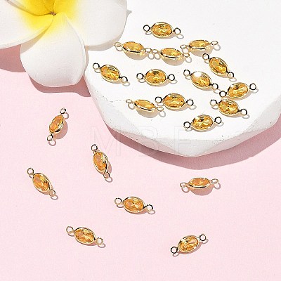 SHEGRACE Brass Pave Cubic Zirconia Oval Connector Charms XGRQ2O670-439C-G-1