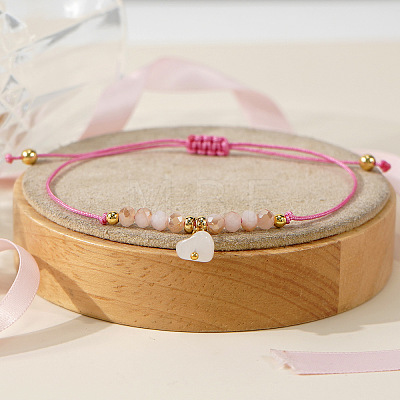 Glass Heart Charm Braided Bracelets ZL0306-1