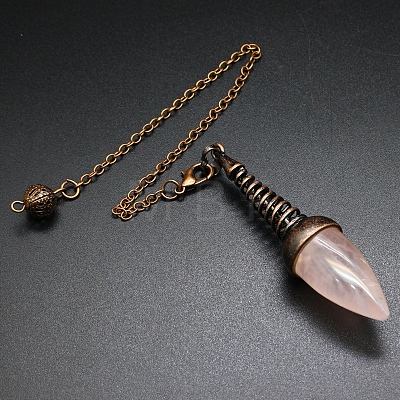 Natural Rose Quartz Dowsing Pendulum Big Pendants PW-WGFD073-06-1