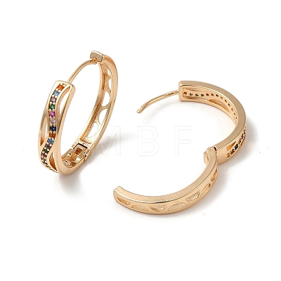 Brass Micro Pave Colorful Cubic Zirconia Hoop Earrings EJEW-M238-71KCG-1