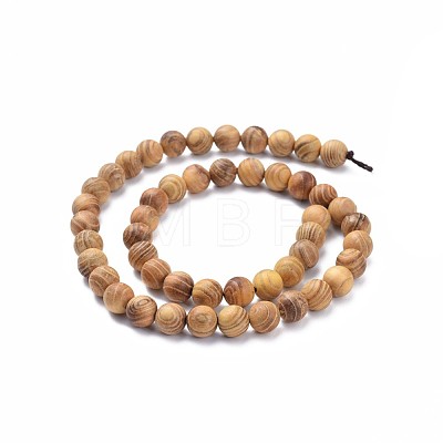 Natural Wood Beads Strands X-WOOD-F008-05-B-1
