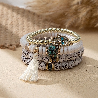 Bohemian Glass Beaded Stretch Bracelet Sets QN1212-12-1