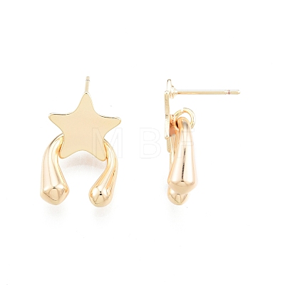 Brass Meteor Star Stud Earrings for Women EJEW-G322-11G-1
