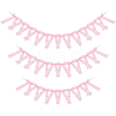 3Pcs 3 Styles Polyester Bowknot Hanging Banner OFST-ME0001-03-1