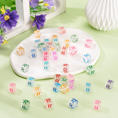 50Pcs Acrylic European Beads MACR-TADJ0001-13R-1