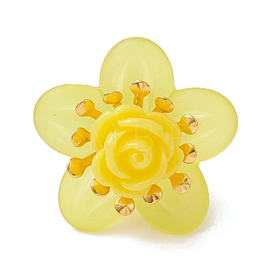 7Pcs Glass Seed Beaded Rose Flower Pendants PALLOY-MZ01231-1
