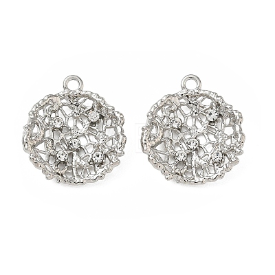 Alloy Rhinestone Pendants Round Charms RB-CBA7D90-04P-A-1