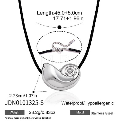 Ocean 304 Stainless Steel Conch Shell Shape Pendant Black Nylon Cord Necklaces for Women WG8D41C-02-1