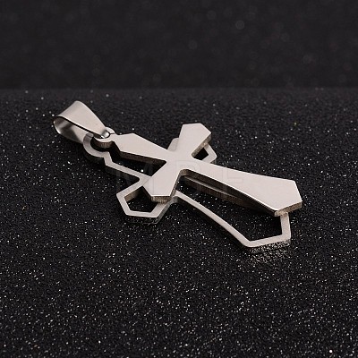 Tarnish Resistant 201 Stainless Steel Cross Split Pendants STAS-I032-013-1