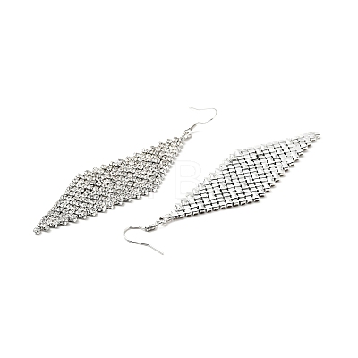 Crystal Rhinestone Rhombus Dangle Earrings EJEW-C037-08B-P-1