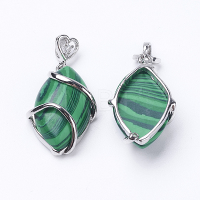 Synthetic Malachite Pendants G-E423-02P-1