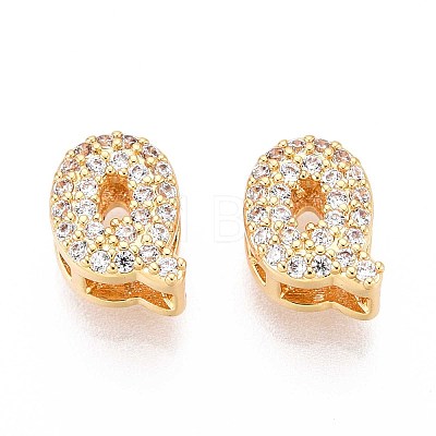 Brass Micro Pave Clear Cubic Zirconia Beads KK-T071-17G-Q-1