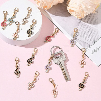 30Pcs 6 Colors Alloy Enamel & Crystal Rhinestone Pendant Decorations HJEW-YW00528-1