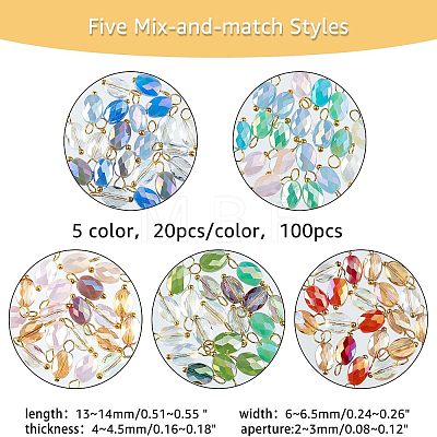 100Pcs 5 Colors Electroplate Glass Pendants FIND-FH0005-09-1