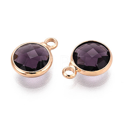 Golden Tone Brass Glass Charms GLAA-ZX008-24A-G-1
