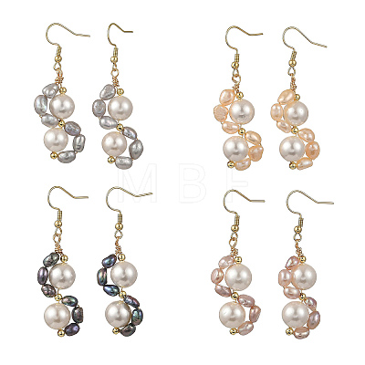 Shell Pearl 304 Stainless Steel Dangle Earrings EJEW-JE07370-1