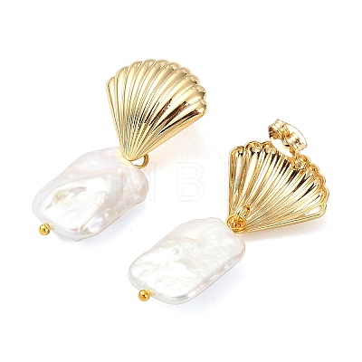 304 Stainless Steel and Natural Baroque Pearl Keshi Pearl Stud Earrings EJEW-JE07106-02-1