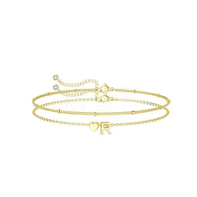 2Pcs 2 Styles Brass Beaded Bracelets & Satellite Chains Bracelets for Women FS-WG4A116-17-1