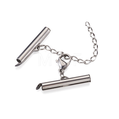 304 Stainless Steel Slide On End Clasp Tubes & Open Jump Rings & Lobster Claw Clasps & Chain Extender STAS-TA0004-65P-1