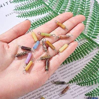 48Pcs 12 Styles Natural Mixed Stone Connector Charms FIND-SZ006-08-1
