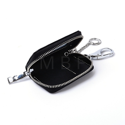 Multifunctional Imitation Leather Wristlet Circle Key Ring Bangle Card Pocket AJEW-WH0181-61-1