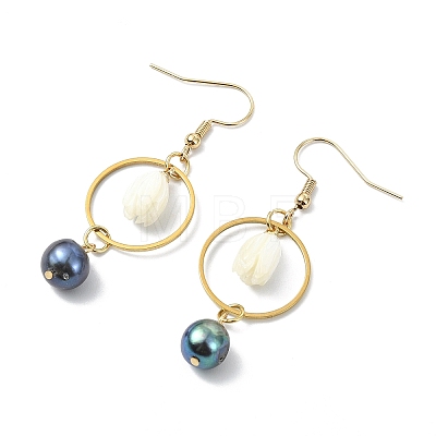 Natural Cultured Freshwater Pearl Dangle Earrings EJEW-JE07168-1